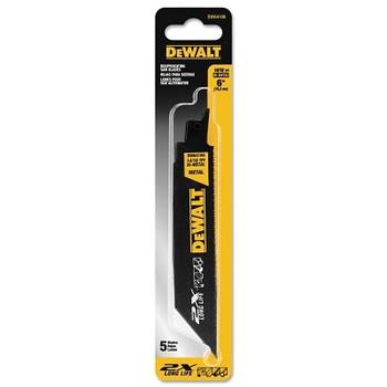 DeWalt Reciprocating Saw Parts & Accessories, 6" x 1", 14/18 TPI, 1/2" Univ, Iron/Steel (5 EA / PK)