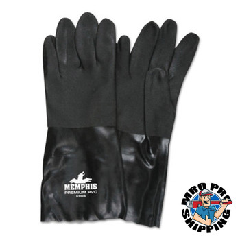 MCR Safety DOUBLE-DIPPED PVC BLACK GLOVES ROUGH FINIS (12 PR/EA)