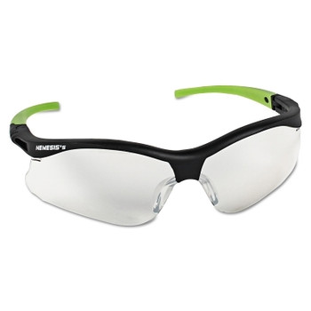 KleenGuard V30 Nemesis Safety Glasses, Indoor/Outdoor, Polycarbonate Lens, Uncoated, Black Frame/Green Temples, Nylon, Small (12 EA / CA)