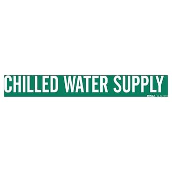 Brady Self-Sticking Vinyl Pipe Markers, CHILLED WATER SUPPLY, White on Green, 14 x 2.4 (1 EA / EA) Brady Self-Sticking Vinyl Pipe Markers, CHILLED WATER SUPPLY, White on Green, 14 x 2.4 (1 EA / EA)