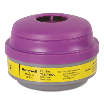 Honeywell North Combination Gas and Vapor Cartridge, Yellow/Magenta, Chlorine/Hydrogen Chloride/Organic Vapors, P100 Filter (1 PR / PR)