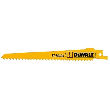 DeWalt Bi-Metal Reciprocating Saw Blades, 6 in, 3 TPI, Taper Back, Wood, 5/PK (5 EA / PKG)