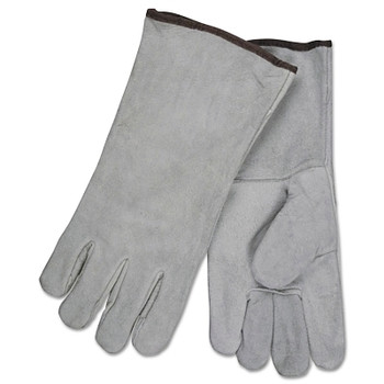 MCR Safety Split Cow Welders Gloves, Economy Shoulder Leather, Large, Gray (12 PR / DZ)