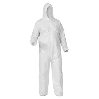 Kimberly-Clark Professional KleenGuard A35 Economy Liquid & Particle Protection Coveralls, Zipper Front/Elastic Wrists/Ankles/Hood, White, Lrg (1 CA  / CA )