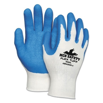 MCR Safety Flex Tuff Latex Dipped Gloves, Small, Blue/White (12 PR / DZ)