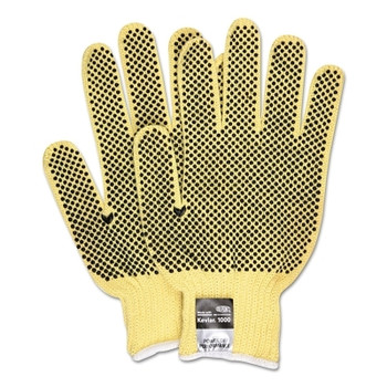 MCR Safety 2-Sided PVC Dotted Gloves, Medium, Yellow/Brown/Blue (12 PR / DZ)