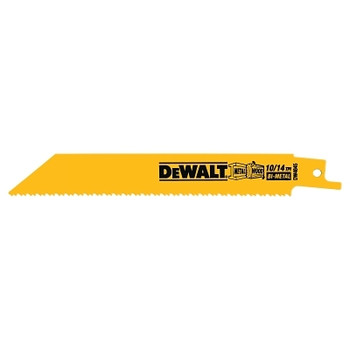 DeWalt Bi-Metal Recip Saw Blades, 6", 10/14 TPI, Straight Back, Multi-Material, 5/PK (5 EA / PKG)