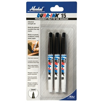 Markal Dura-Ink 15 Markers, Black, 1/16 in, Felt (3 EA / CD)