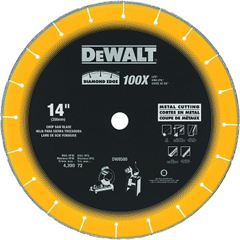 DeWalt Diamond Edge Chop Saw Blades, 14 in, 1 in Arbor (1 EA / EA)