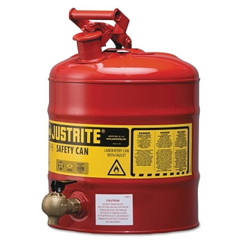 Justrite Type I Safety Cans, Flammables, 5 gal, Red, w/540 Faucet (1 EA / EA)