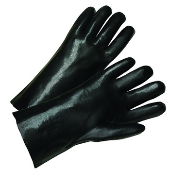 Anchor Brand PVC Coated Gloves, Standard Smooth Grip, Cotton-Knit Interlock Lining, 12 in, Large, Black (12 PR / DOZ)