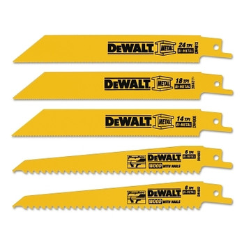 DeWalt Reciprocating Blade Sets, Wood/Metal, 5 pc (3 EA / PK)