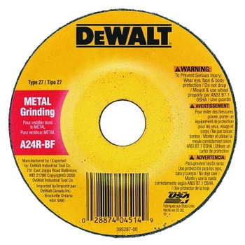 DeWalt Type 27 Depressed Center Wheels, 4 in, 5/8 in Arbor, A24R Grit, 1/4 in Thick (25 EA / BX)