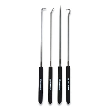 Ullman Long 4-Piece Hook and Pick Set, Non-Slip Handle, Steel, 9-3/4 in L (1 EA / EA)