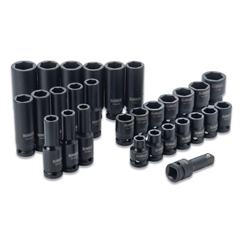 DeWalt 30 Piece Combination Impact Socket Set, 1/2 in Dr, Metric, Black Oxide (1 ST / ST)