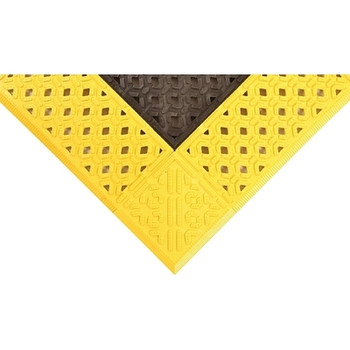 NoTrax Cushion-Lok Assembled Raised Interlocking Drainage Mat, 7/8 in x 30 in W x 48 in L, PVC, Black/Yellow (1 EA / EA)