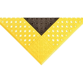 NoTrax Cushion-Lok Assembled Raised Interlocking Drainage Mat, 7/8 in x 30 in W x 60 in L, PVC, Black/Yellow (1 EA / EA)