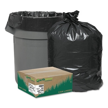 Earthsense Commercial Recycled Can Liners, 56gal, 2mil, 43 x 47, Black (100 EA / CT)