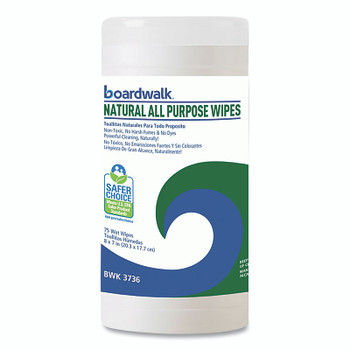 Boardwalk Natural All Purpose Wipes, White, 7 in x 8 in, Canister (6 EA / CT)