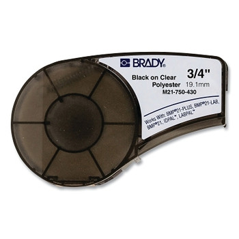 Brady BMP21 Plus Series B-430 Clear Polyester Component/Panel Label, 21 ft L x 0.75 in W, Black on Clear (1 EA / EA)