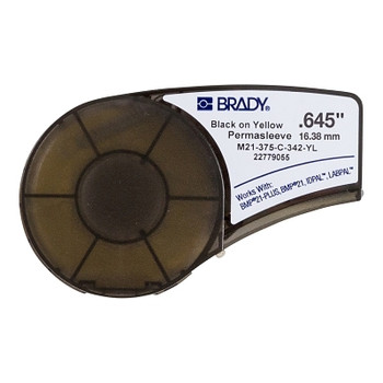 Brady BMP21 Series PermaSleeve Heat Shrink Polyolefin Wire Marking Sleeve, 7 ft L x 0.645 in W, Black on White (1 EA / EA)