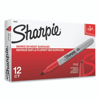 Sharpie Fine Tip Permanent Marker, Red (12 EA / DZ)