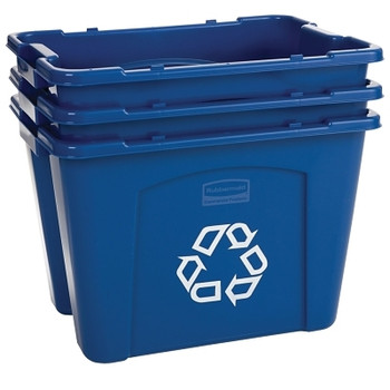 Rubbermaid Commercial Recycling Boxes, 18 gal, 16 in x 26 in x 14 3/4 in, Blue (6 EA / BX)