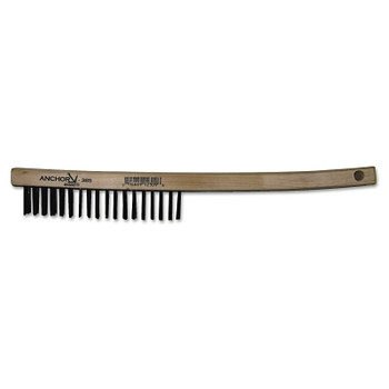Anchor Brand Hand Scratch Brush, 4 X 18 Rows, Carbon Steel Bristles, Curved Wood Handle (1 EA / EA)