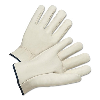 Anchor Brand Quality Grain Cowhide Leather Driver Gloves, Small, Unlined, Natural, Shirred Elastic Back (12 PR / DZ)