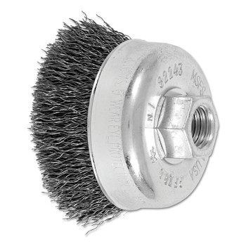 Pferd Mini Crimped Cup Brush, 2-3/4 in Diameter, 5/8 in -11 Arbor, 0.014 in Steel Wire (1 EA / EA)