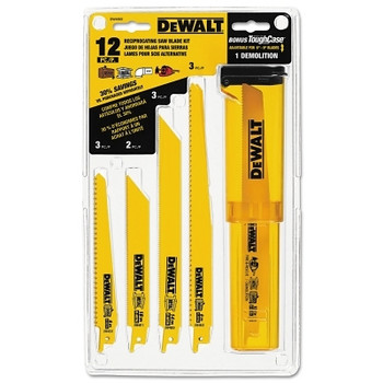 DeWalt Reciprocating Blade Sets, Wood/Metal, 12 pc with Case (1 ST / ST)