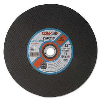 CGW Abrasives Chop Saw Type 1 Cut-Off Wheel, 14 in dia, 3/32 in Thick, 1 in Arbor, 36 Grit (20 EA / BOX)