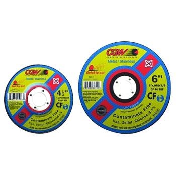 CGW Abrasives Contaminate Free Cut-Off Wheel, 5 in Dia, .045 in Thick, 60 Grit, Alum. Oxide (25 EA / BX)