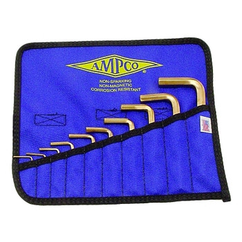 Ampco Safety Tools 10 Piece Allen Key Sets, 10 per pouch, Hex Tip, Inch (1 KIT / KIT)