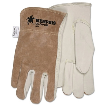 MCR Safety Unlined Drivers Gloves, Cow Grain Leather, Large, Keystone Thumb, Beige/Brown (12 PR / DZ)