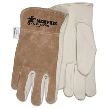 MCR Safety Unlined Drivers Gloves, Cow Grain Leather, X-Large, Keystone Thumb, Beige/Brown (12 PR / DZ)
