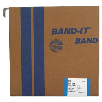 Band-It Giant Bands, 1 in x 100 ft, 0.044 in Thick, Stainless Steel (1 RL / RL)