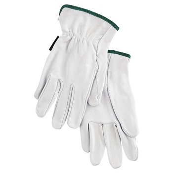 MCR Safety Premium-Grade Leather Driving Gloves, Goatskin, Medium, Unlined, Straight Thumb, White (12 PR / DOZ)