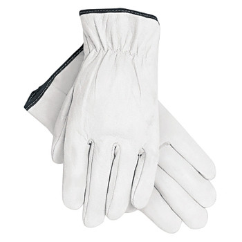 MCR Safety Premium-Grade Leather Driving Gloves, Goatskin, X-Large, Unlined, Straight Thumb, White (12 PR / DOZ)