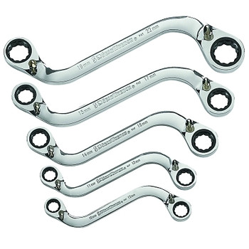 GEARWRENCH 5 Pc. "S-Shaped" Reversible Double Box Ratcheting Wrench Sets, Metric (1 EA / EA)