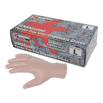 MCR Safety SENSAGUARD Powder-Free Vinyl Disposable Gloves, 5 mil, Large, Clear (100 EA / BOX)