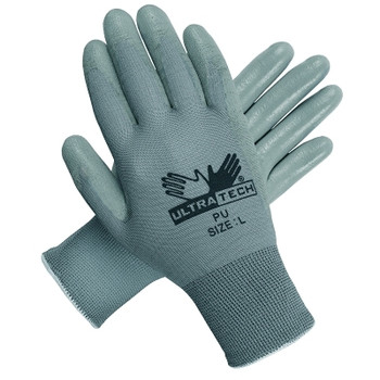 MCR Safety UltraTech PU Coated Gloves, Large, Gray (12 PR / DZ)