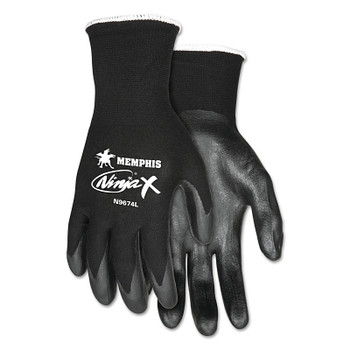 MCR Safety Ninja X Bi-Polymer Coated Palm Gloves, Medium, Black (12 PR / DZ)