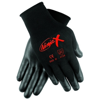 MCR Safety Ninja X Bi-Polymer Coated Palm Gloves, X-Large, Black (12 PR / DZ)