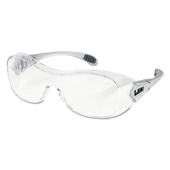 MCR Safety Law OTG Protective Eyewear, Clear Lens, Polycarbonate, Anti-Fog, Silver Frame (12 PR / BX)