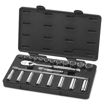 GEARWRENCH 23 Piece Surface Drive Socket Sets With 84 Tooth Ratchet, 1/2 in, SAE (1 ST / ST)
