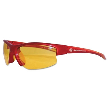 Smith & Wesson Equalizer Safety Glasses, Amber Polycarbonate Lens, Uncoated, Red, Nylon (1 EA / EA)