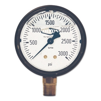 Dixon Valve Brass Liquid Filled Gauges, 0 to 160 psi, 1/4 in NPT(M), Center Back Mount (1 EA / EA)