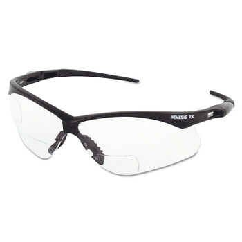 KleenGuard V60 Nemesis Rx Readers Prescription Safety Glasses, Clear, Polycarbonate Scratch-Resistant Lens, Black Frame/Temples, +2.0 (1 PR / PR)