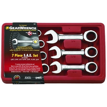 GEARWRENCH 7 Pc. Stubby Combination Ratcheting Wrench Sets, Inch (1 EA / EA) GEARWRENCH 7 Pc. Stubby Combination Ratcheting Wrench Sets, Inch (1 EA / EA)
